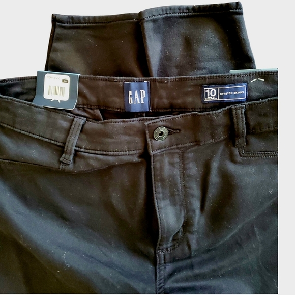 NWT Gap Stretch Skinny Jeans Size 10 black , button / zip close , pockets - Picture 4 of 5